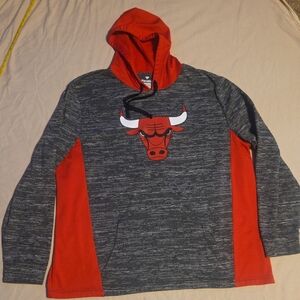 Men's Chicago Bulls Fanatics Heathered Charcoal Red Pullover Hoodie Size 3XL